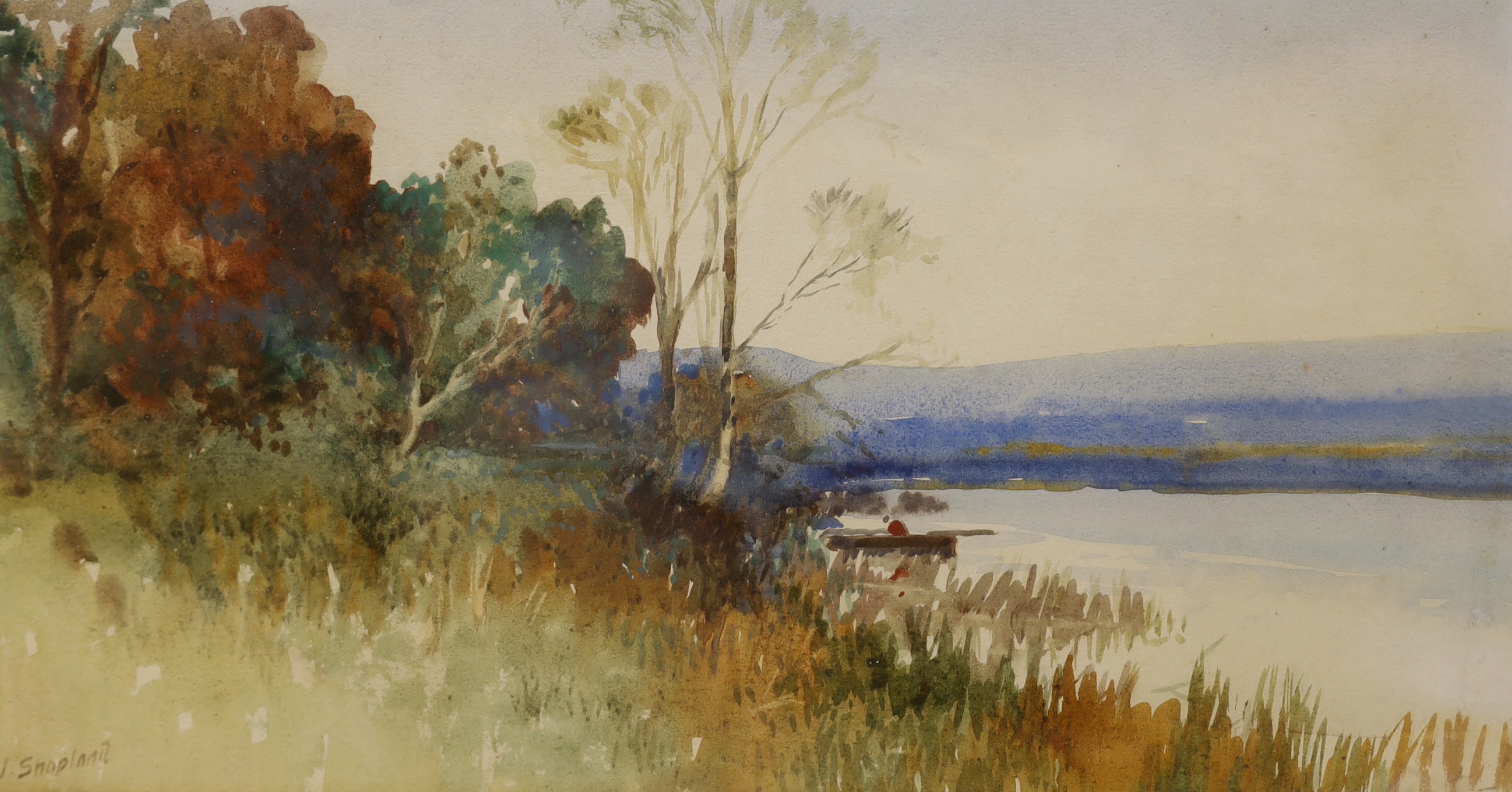 Eustace A. Tozer (1869-1931), watercolour, 'Dartmoor near Whitehatch', signed, 15 x 38cm and John Shapland (1865-1929), watercolour, 'Near Hackney on the Teign', signed, 23 x 44cm